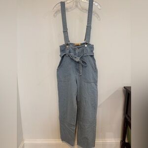 Vinibena Light Wash Denim Suspender Pants – Paperbag Waist